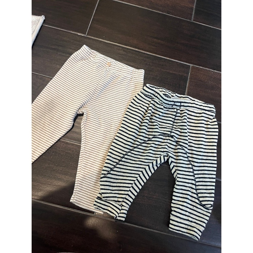 Zara Boys 9-12 Months Bundle Blue Button Down Shirt and Striped Leggings 3pc